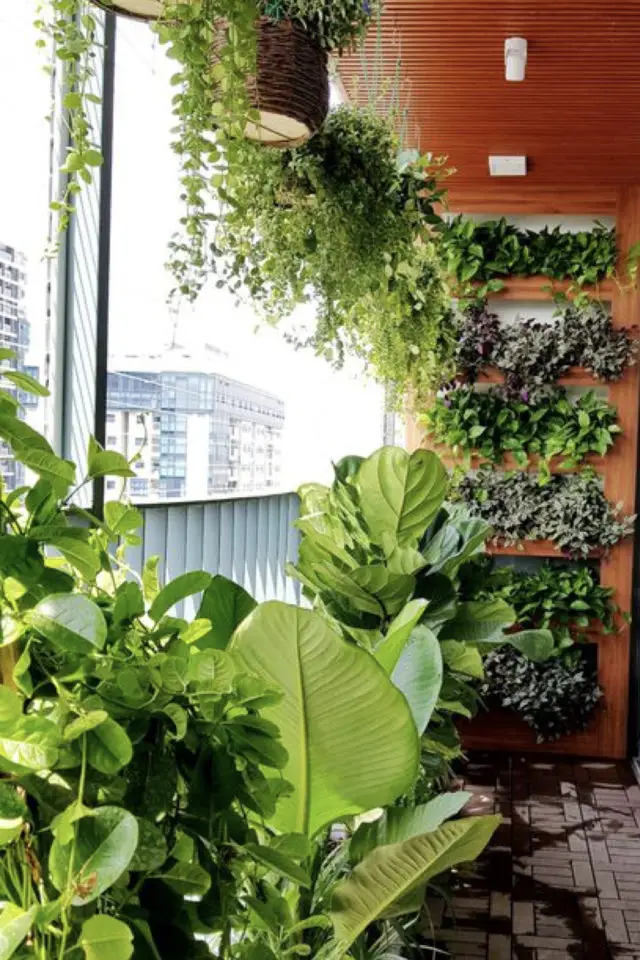 exemple decoration amenagement balcon moderne végétalisé plantes extérieur tropicale