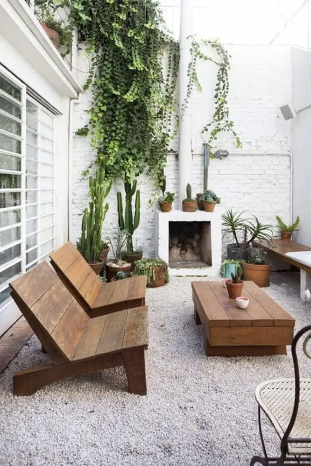 exterieur terrasse gravier exemple meuble de jardin en bois simple maison de ville