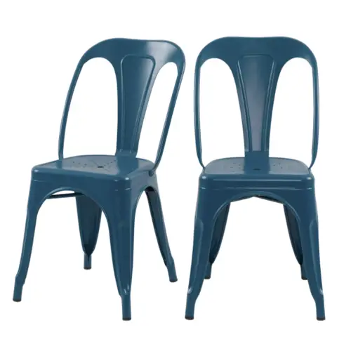 interieur masculin accessoire decoration Chaise industrielle en métal bleu mat (lot de 2)