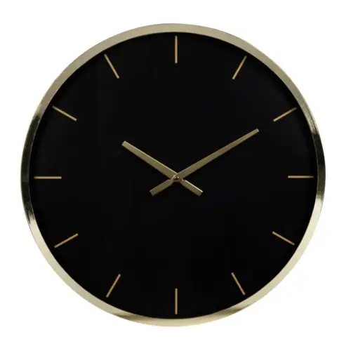 interieur masculin accessoire decoration Horloge en métal et verre doré et noir D45