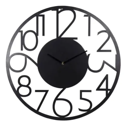 interieur masculin accessoire decoration Horloge en métal noir D60 ronde chiffre