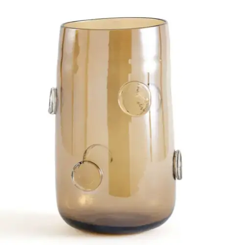meuble deco style vintage annee 50 Vase en verre artisanal H35 cm couleur ambre