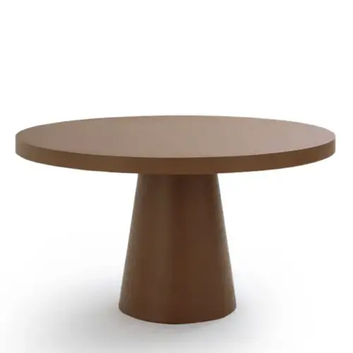 meuble deco style vintage annee 50 Table de jardin ronde couleur terracotta brun