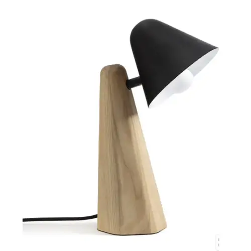 objet deco style masculin Lampe à poser bois et métal noir minimaliste