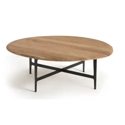 objet deco style masculin Table basse chêne grand modèle piètement noir metal