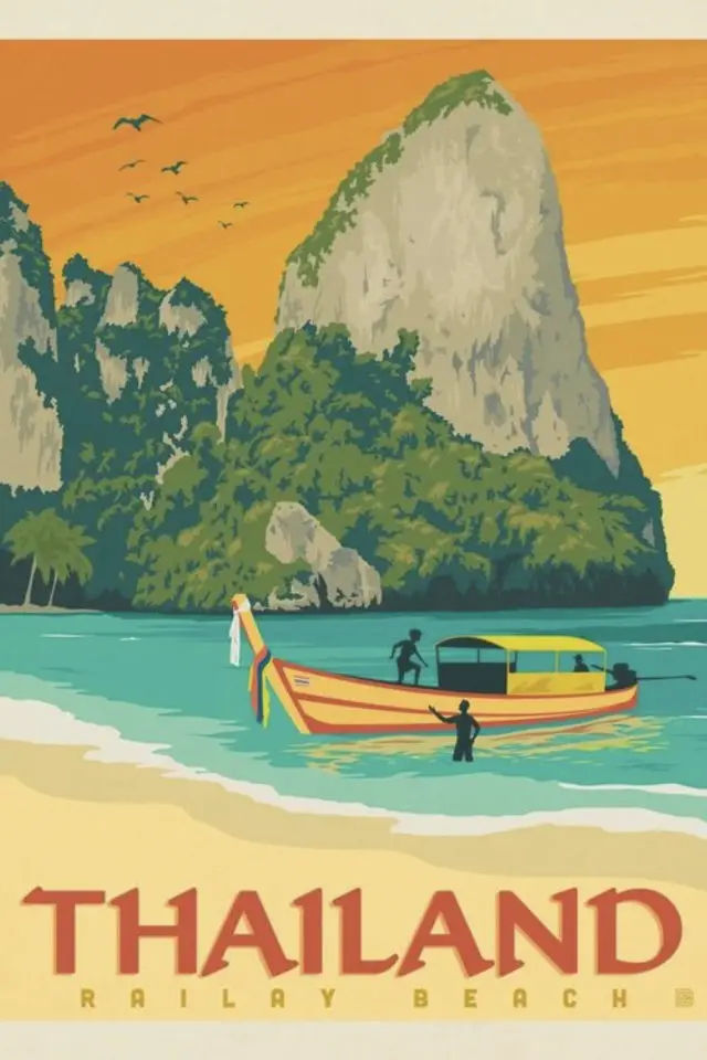 pourquoi voyager thailande poster vintage paysage de rêve