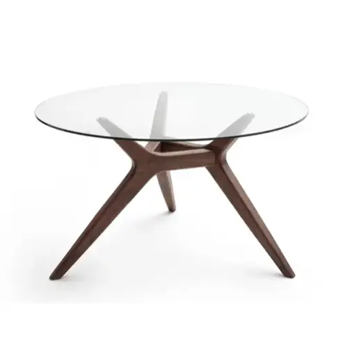 tendance decoration chic exemple Table ronde verre/noyer Ø130 cm
