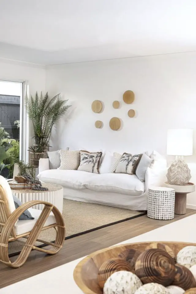 decor salon avec canape blanc ambiance moderne slow couleur neutre épuré