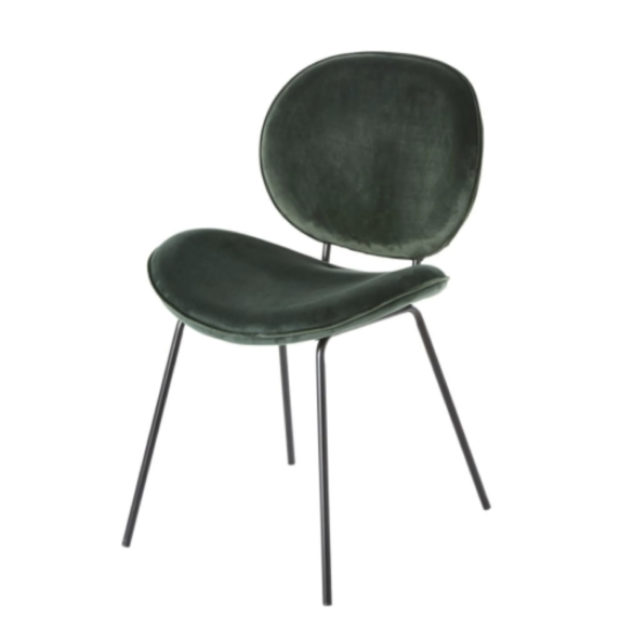 decoration petit meuble arrondi pas cher Chaise en velours vert et métal noir