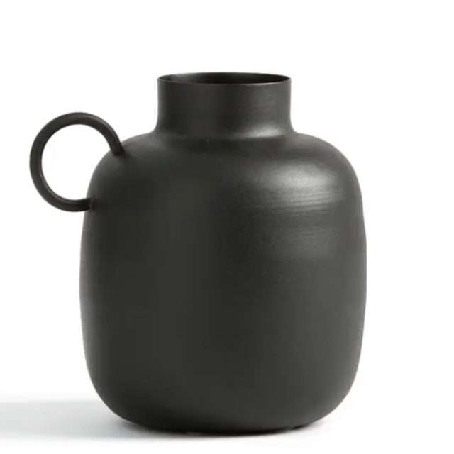decoration ronde petit prix Vase boule en métal H17 cm noir