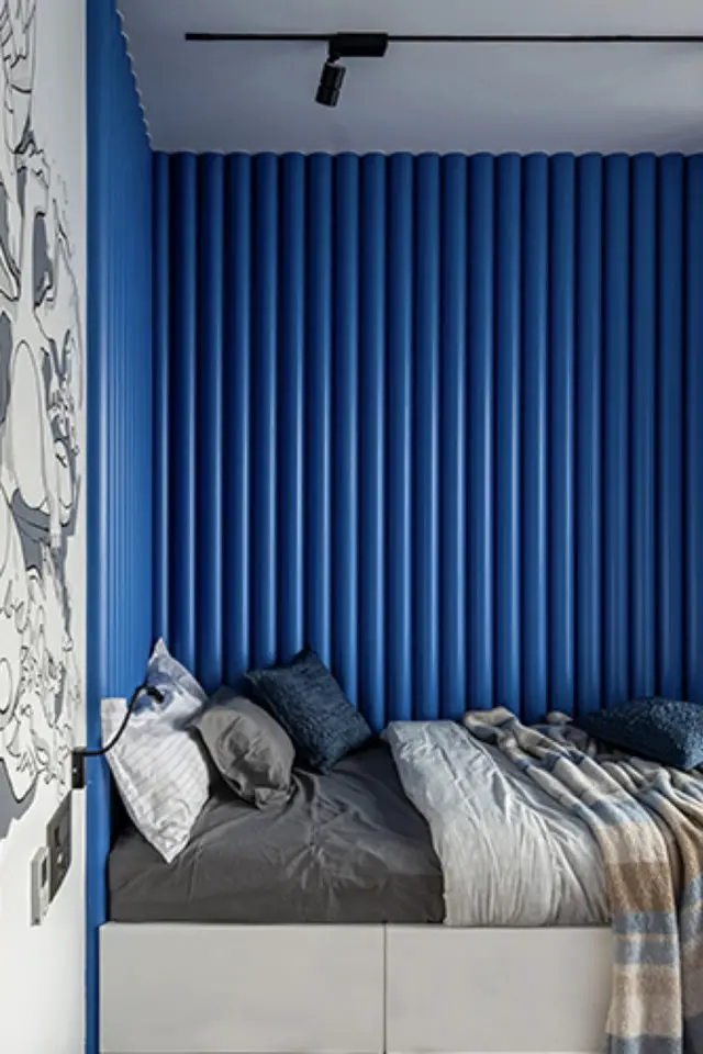 interieur tendance exemple arrondi arche couleur chambre enfant revêtement mural texturé bleu