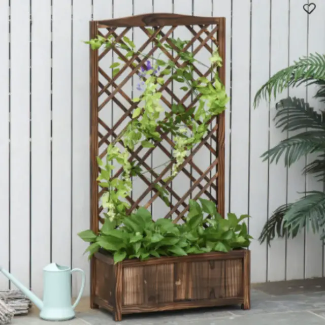 ou trouver accessoire plantes balcon Jardinière avec treillis droit bois sapin traité carbonisation