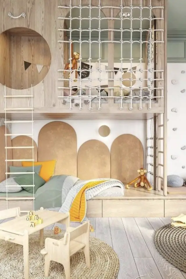 chambre enfant ludique appartement lit en mezzanine cabane moderne exemple