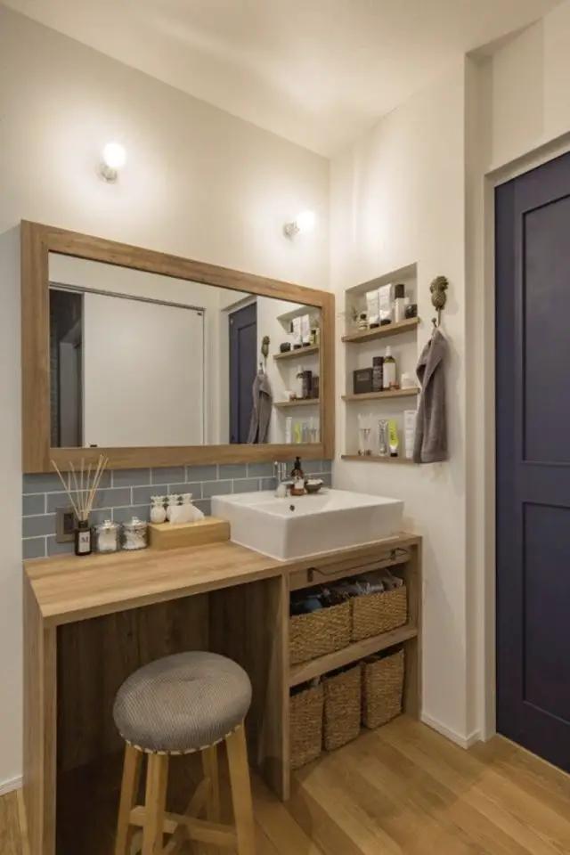 decoration interieure esprit japon moderne salle de bain bois blanc épuré simple minimale mais pas trop