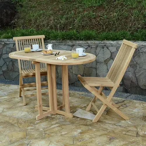 ou acheter salon jardin table en bois Table pliante ovale en teck Ecograde Manoï 120 x 60 cm pour balcon