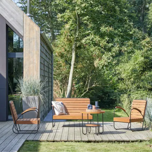 ou trouver salon jardin bois moderne salon de jardin en teck massif 4 places canapé et 2 fauteuils