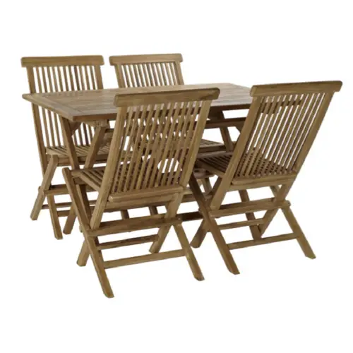 ou trouver table chaise bois jardin Salon de jardin 1 table rectangulaire + 4 chaises teck pliables