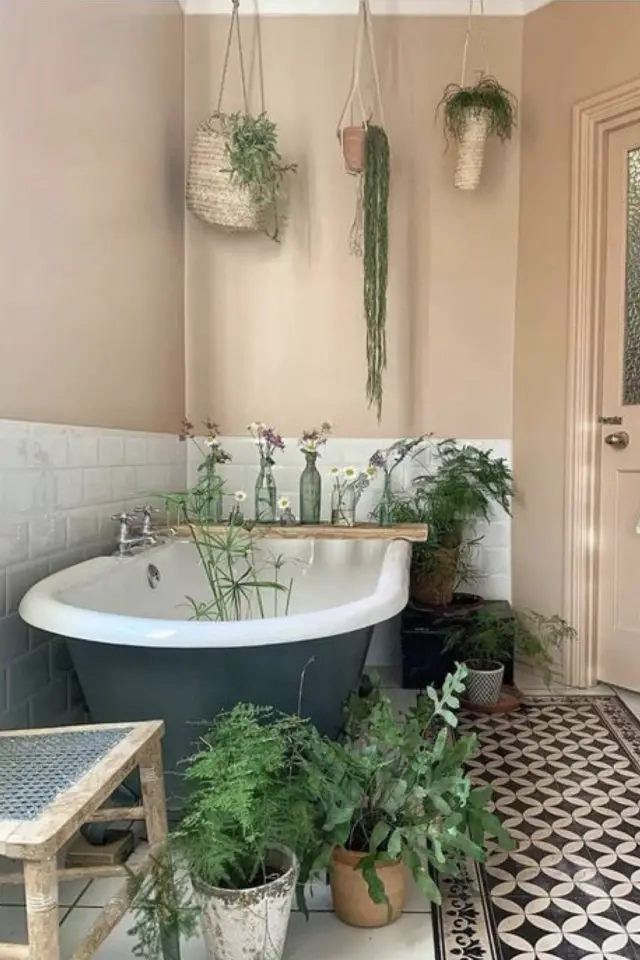quelle variete plante salle de bain à proximité de la baignoire style vintage classique chic