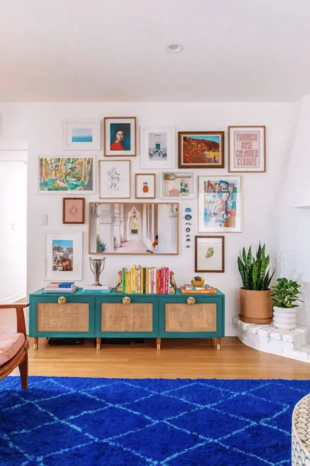 relooker meuble recup salon ikea hack moderniser meuble TV cannage peinture moderne éclectique