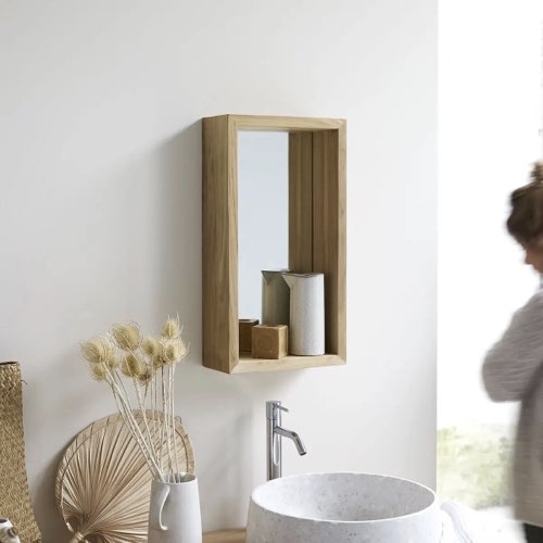 soldes decoration la redoute Stelle - Miroir en teck 55x30 cm salle de bain bois chaleureuse