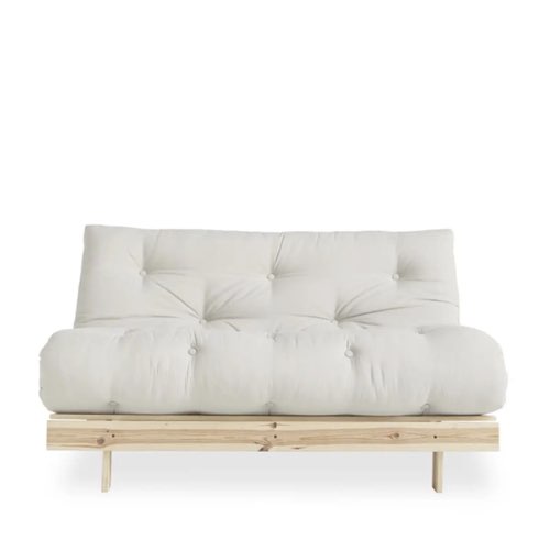 soldes sofa moderne pas cher Canapé convertible en bois naturel et tissu style futon 