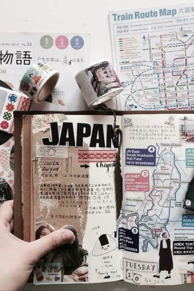 souvenirs vacances scrapbooking moderne Japon collage élégant créatif DIY