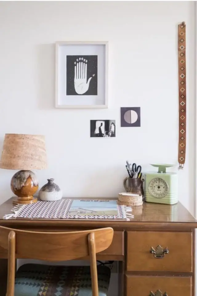 bureau vintage seconde main exemple deco chaise et meuble en bois chiné brocante