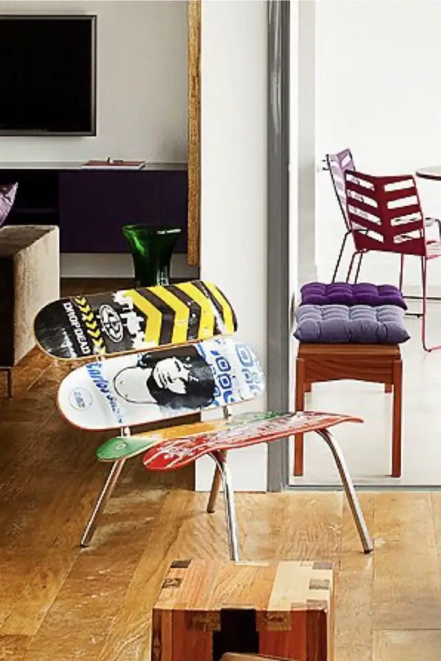 creer chaise avec skateboard recup fauteuil d'appoint DIY