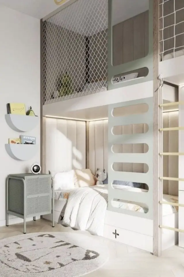 exemple mezzanine moderne chambre enfant décor neutre blanc et gris design architecture intérieure
