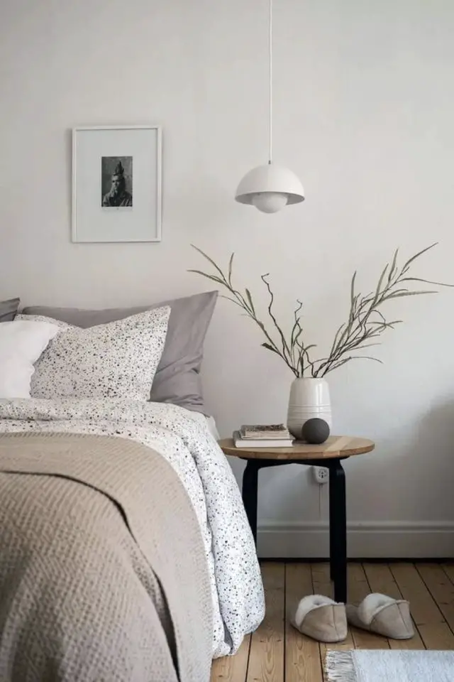 interieur frais et cosy exemple chambre à coucher minimaliste couleur neutre simple