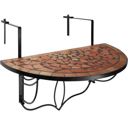 meuble balcon tout en longueur Table de balcon rabattable marron terracotta