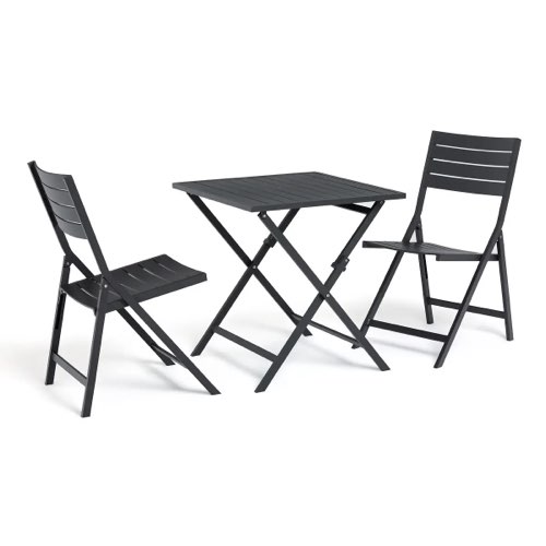 mobilier pratique balcon en longueur Lot de 2 chaises aluminium gris foncé