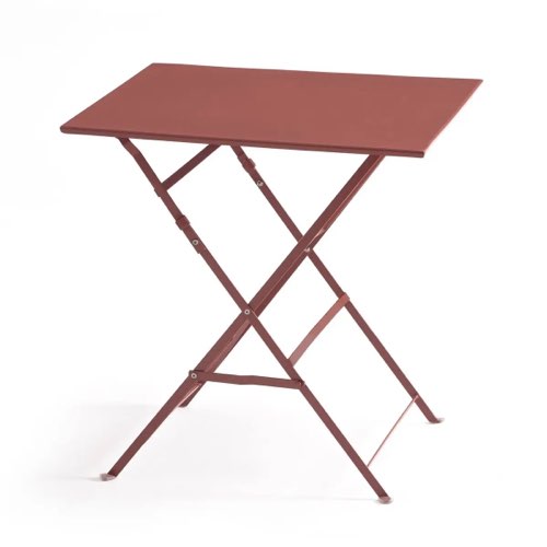 mobilier pratique balcon en longueur Table pliante carrée, métal couleur terracotta