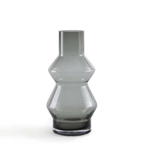 objet decoratif rebord fenetre Vase en verre H27 cm gris fumé