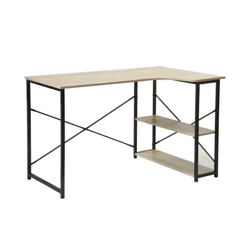 meuble bureau pas cher bonne qualite Bureau industriel avec retour en angle et 2 étagères - L120 cm