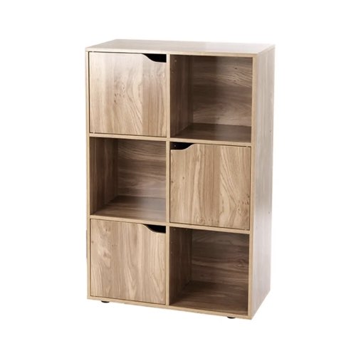 meuble rangement bureau petit prix mobilier à 6 cases avec trois portes sympa moderne bois