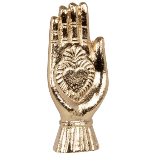 objet deco pour vitrine Statuette main en aluminium doré H18