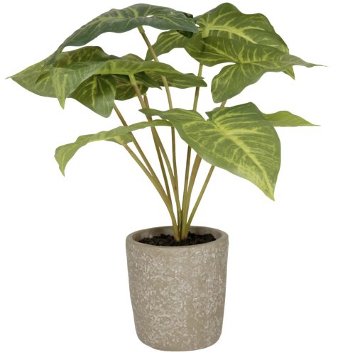 salon objet deco moderne Plante artificielle grandes feuilles avec pot gris H38