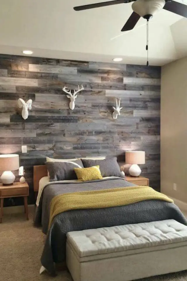 deco chambre en palette exemple revêtement mur teinté récup bois