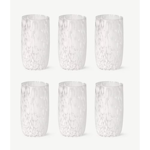 objets decoratifs design pour vitrine Lot de 6 grands verres, motifs blancs écaille de tortue