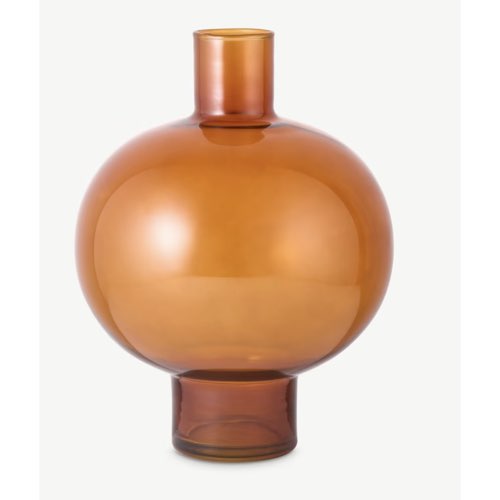 objets decoratifs design pour vitrine Vase rond, verre recyclé chêne doré