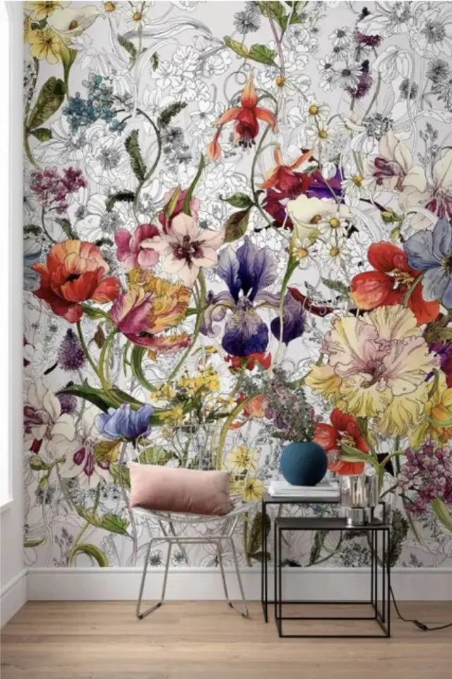 ou trouver papier peint a fleur Papier peint panoramique Danse de fleurs multicolore intissé KOMAR l.200 x H.250