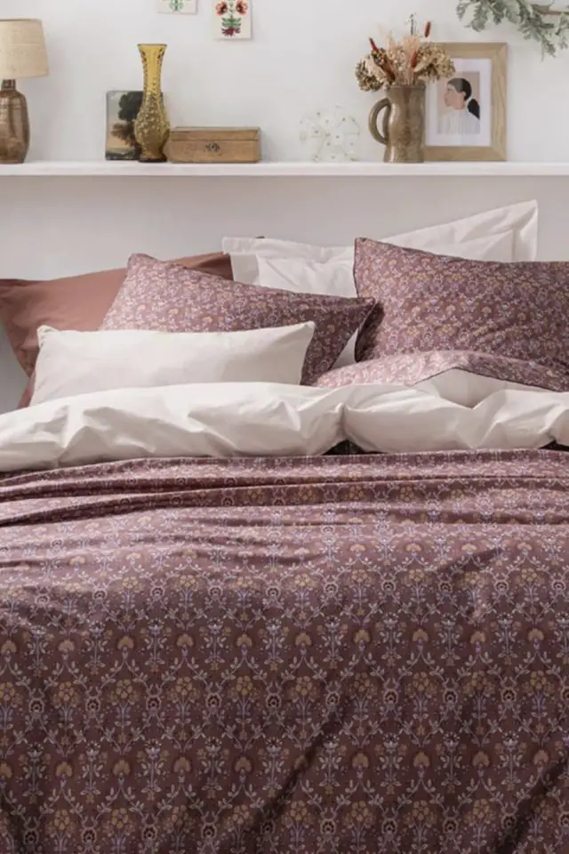 ou trouver parure lit moderne 2 personnes couleur automne Parure, housse + taie carrée en coton violet 240x220