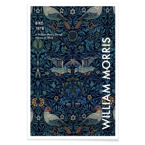 affiche deco floral william morris Bird Affiche William Morris En Bleu & Noir
