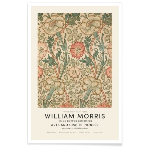 affiche deco floral william morris Affiche d'exposition Pink And Rose 