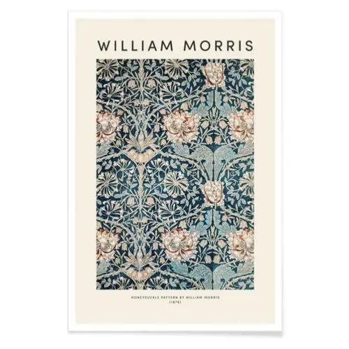 affiche deco floral william morris Honeysuckle Affiche William Morris En Blanc Ivoire