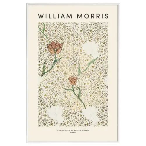 affiche deco floral william morris Affiche Garden Tulip  Ivoire & Vert  avec cadre décoration murale