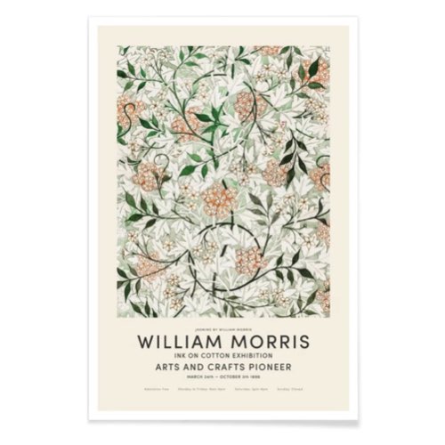 affiche deco floral william morris Jasmine Exhibition Affiche William Morris En Blanc Ivoire & Multicolore