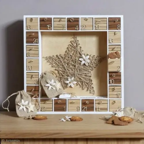 calendrier avent a remplir pas cher 1 format carré en bois à personnaliser DIY Noël