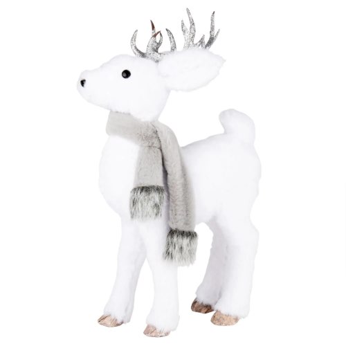 deco a poser noel moderne Déco de Noël renne blanc écharpe grise